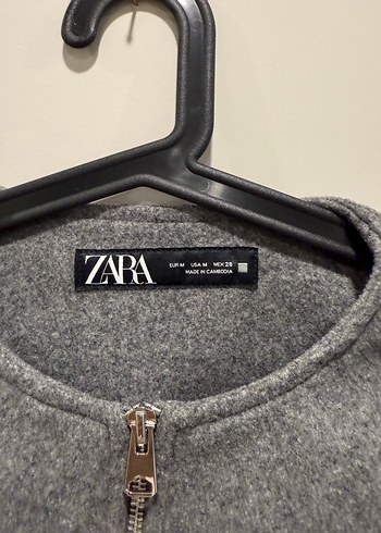 Zara ZaraGri Fermuarlı Kadın Kısa Ceket