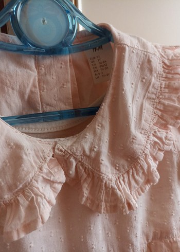 H&M Pembe Keten Kız Elbisesi, Fırfırlı Yaka