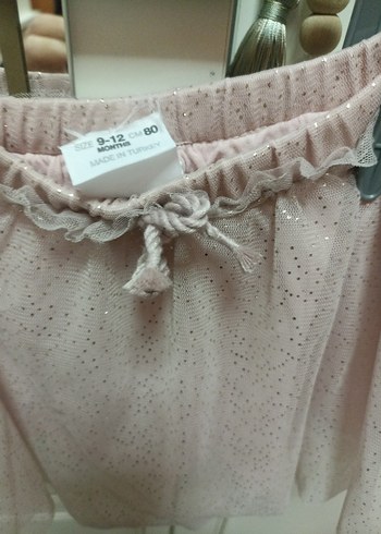 Pembe Fırfırlı Baskılı Kız Çocuk SimliEtek