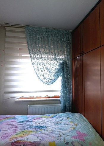 Brıllant marka Mavi işlemeli Mavi Parlak Tül Perde - Görsel 3