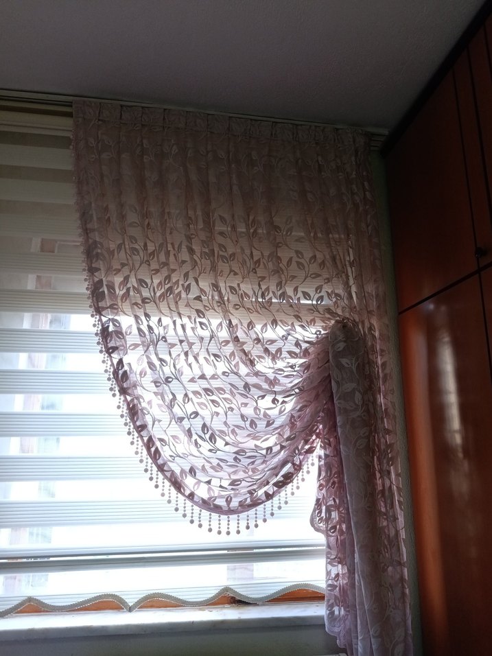 Pembe Bağlama Desenli Fon Perde - Görsel 4