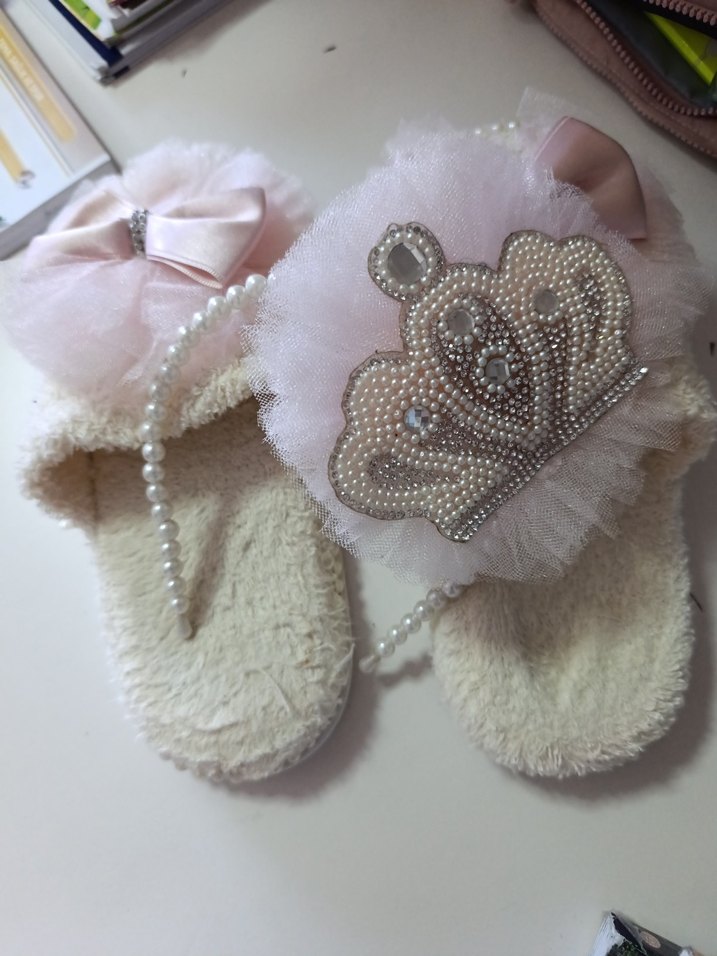 İnci Detaylı Pembe Lohusa Terliği - Görsel 2