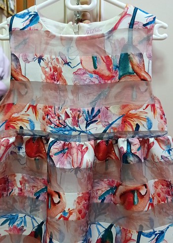 Çiçek Baskılı Kız Çocuk Elbise - Görsel 2