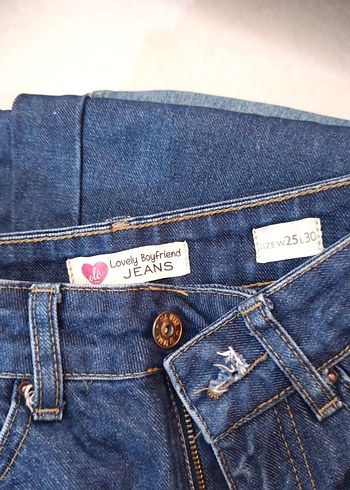 Kadın Mavi Normal Boy Rahat Kesim Kot Pantolon - Görsel 3