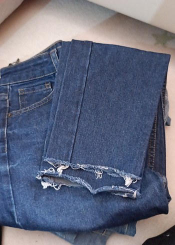 Kadın Mavi Normal Boy Rahat Kesim Kot Pantolon - Görsel 2