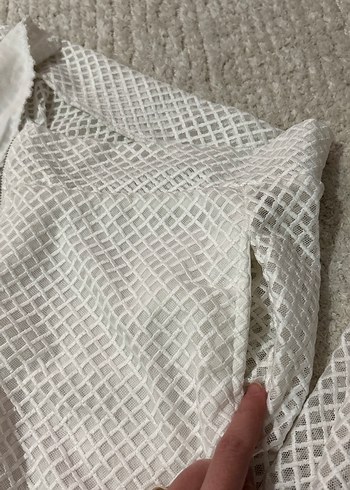 Kadın Beyaz Uzun Kollu Fermuarlı ceket - Görsel 5