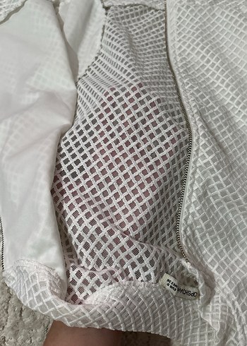 Kadın Beyaz Uzun Kollu Fermuarlı ceket - Görsel 3