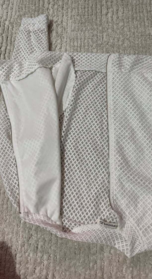 Kadın Beyaz Uzun Kollu Fermuarlı ceket - Görsel 2