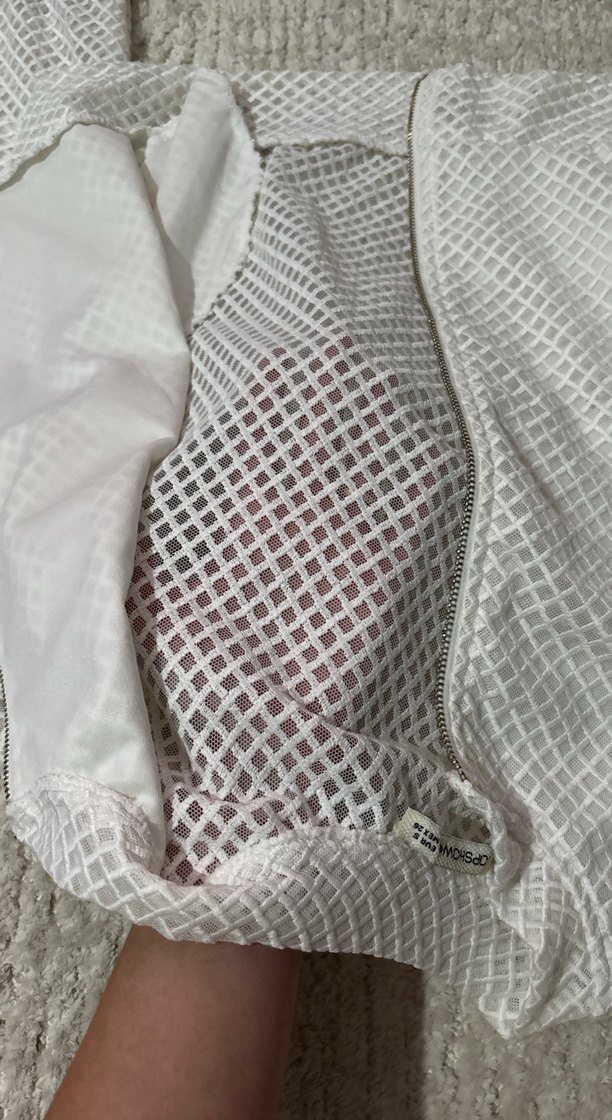 Kadın Beyaz Uzun Kollu Fermuarlı ceket - Görsel 3