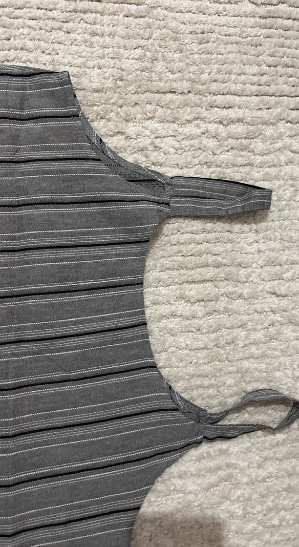 Gri Çizgili Elbise kısa - Görsel 2