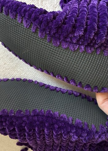 Mor Kadife Kız Çocuk Ev Terliği Panduf - Görsel 5