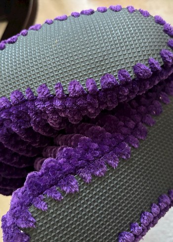 Mor Kadife Kız Çocuk Ev Terliği Panduf - Görsel 2