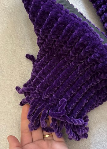 Mor Kadife Kız Çocuk Ev Terliği Panduf - Görsel 4