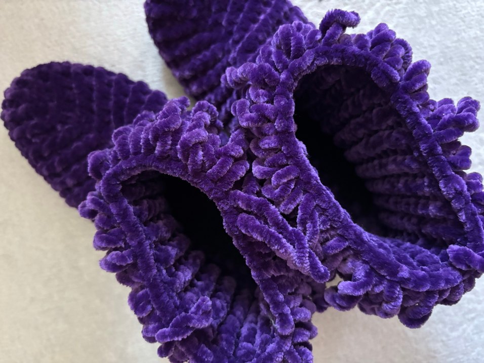 Mor Kadife Kız Çocuk Ev Terliği Panduf - Görsel 3