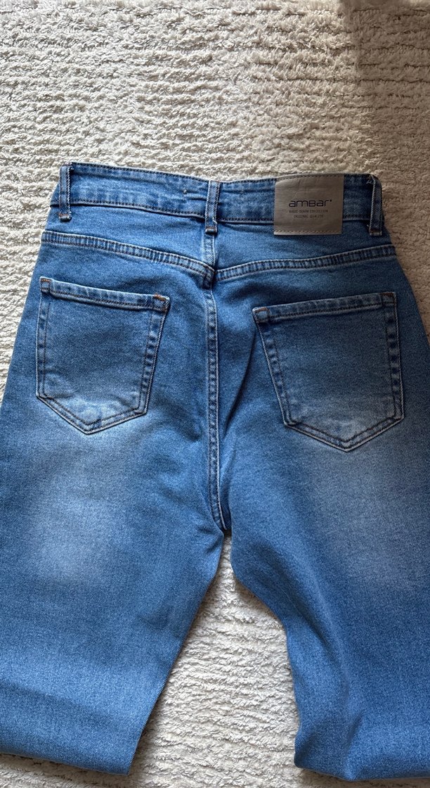 Kadın Mavi kot pantolon - Görsel 4