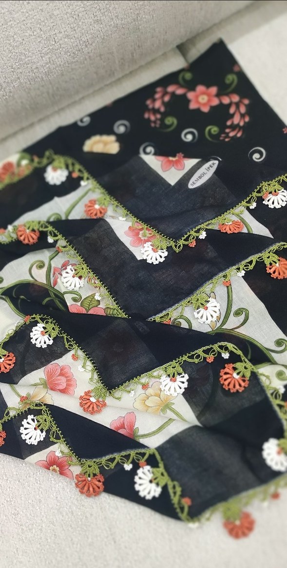 2'li Çeyizlik Oyalı Tülbent - Görsel 2