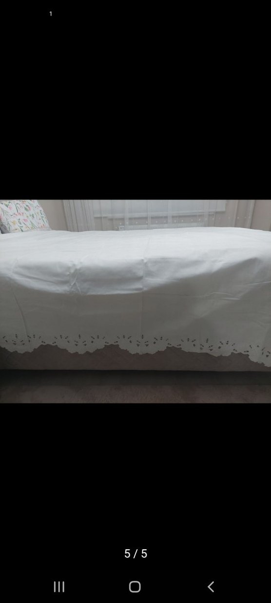 Nakışlı Beyaz yatak örtüsü Takımı - Görsel 3