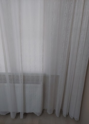 2 adet Beyaz Düz Desen Tül Perde - Görsel 3