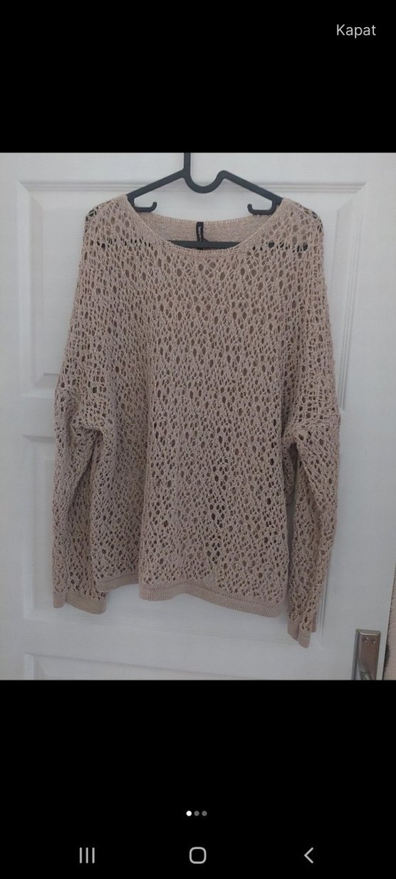 Bej Örgü Bohem Kadın Kazak - Görsel 2