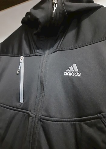Adidas Siyah Fermuarlı Kapüşonlu Ceket - Görsel 3