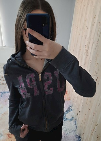 Kadın Fermuarlı Gri Denim ceket - Görsel 2