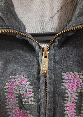 Kadın Fermuarlı Gri Denim ceket - Görsel 3