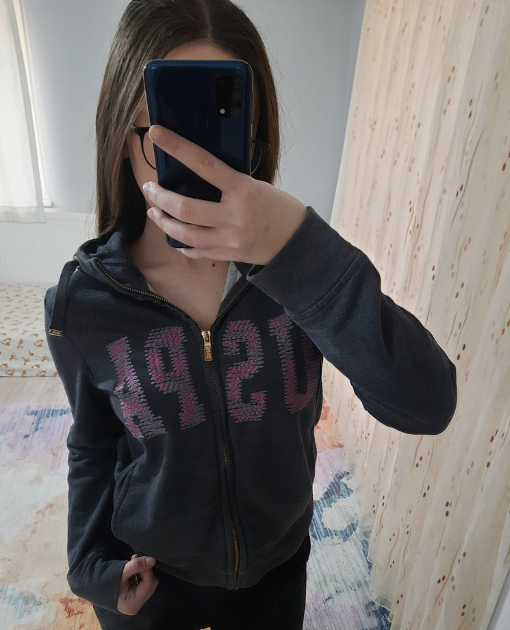 Kadın Fermuarlı Gri Denim ceket - Görsel 2