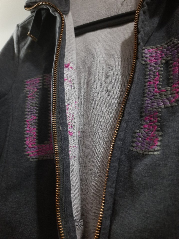 Kadın Fermuarlı Gri Denim ceket - Görsel 4