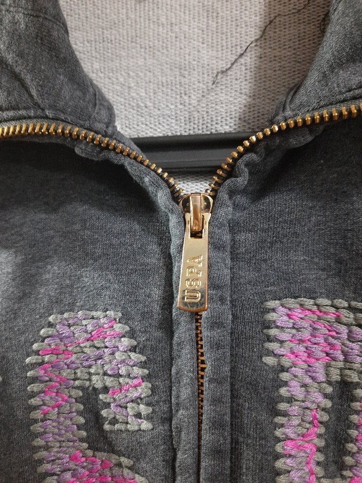 Kadın Fermuarlı Gri Denim ceket - Görsel 3