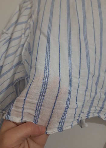 Beyaz Çizgili keten takım - Görsel 3