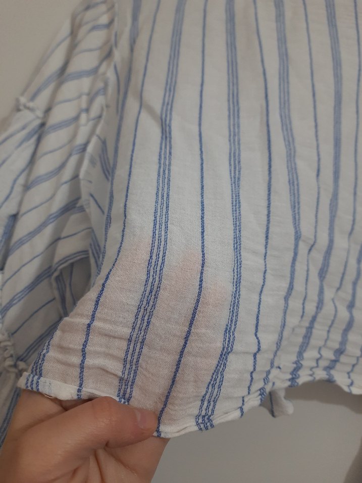 Beyaz Çizgili keten takım - Görsel 3