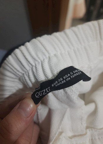 Beyaz Kadın Bol Kesim Pamuk Pantolon - Görsel 2