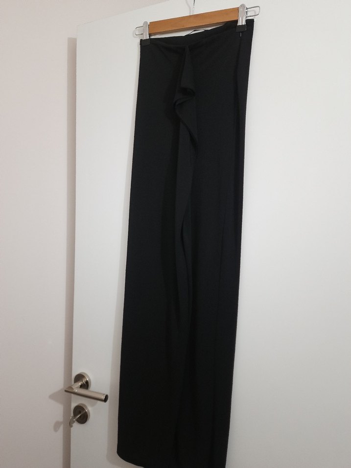 Siyah Drapeli Uzun yırtmaçlı Kadın Etek - Görsel 3