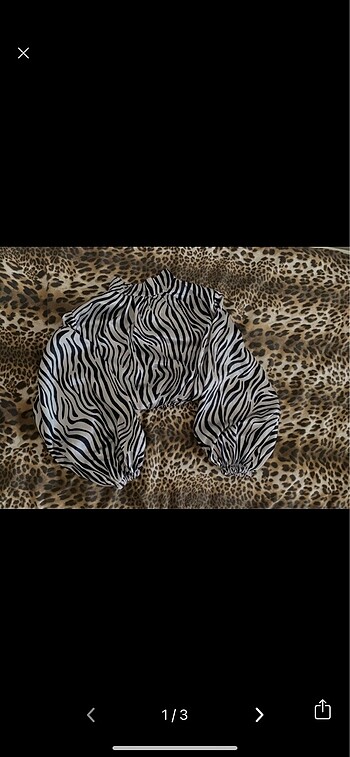 Zebra desenli saten bluz