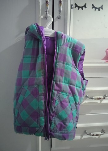 Kız Çocuk Mor Fermuarlı Kapüşonlu Yelek - Görsel 7