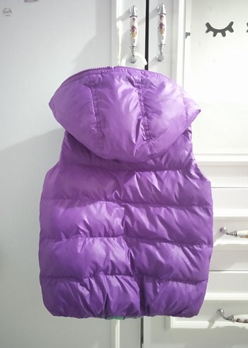 Kız Çocuk Mor Fermuarlı Kapüşonlu Yelek - Görsel 4