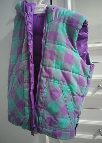 Kız Çocuk Mor Fermuarlı Kapüşonlu Yelek - Görsel 6