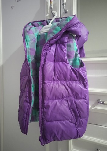 Kız Çocuk Mor Fermuarlı Kapüşonlu Yelek - Görsel 3