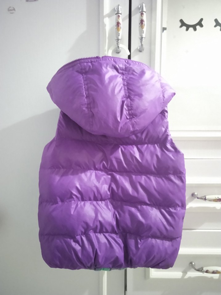 Kız Çocuk Mor Fermuarlı Kapüşonlu Yelek - Görsel 4