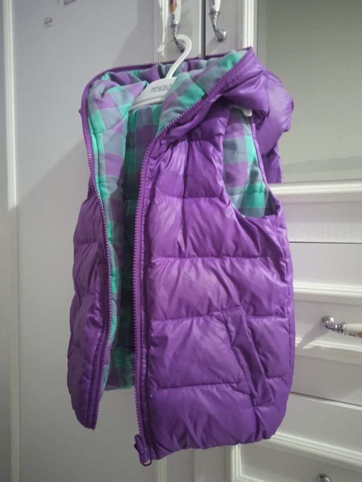 Kız Çocuk Mor Fermuarlı Kapüşonlu Yelek - Görsel 3