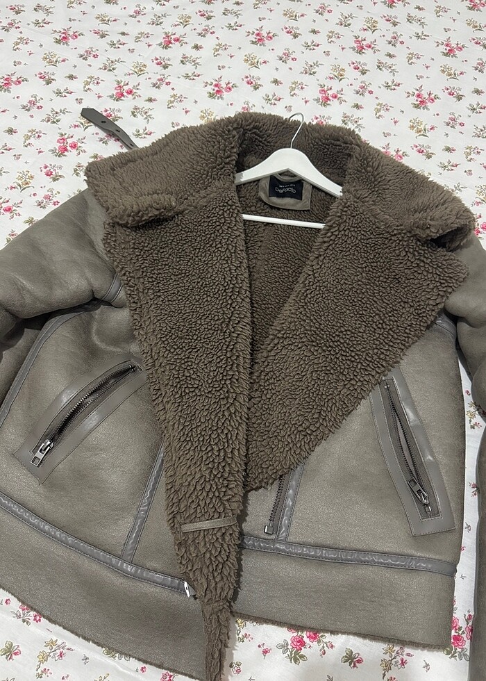 Kürklü süet çeket - Görsel 4