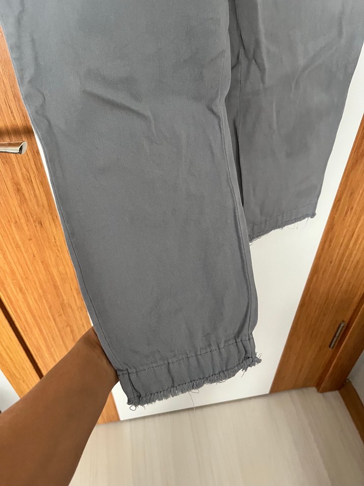 Gri Kadın Keten Rahat Kesim Pantolon - Görsel 2