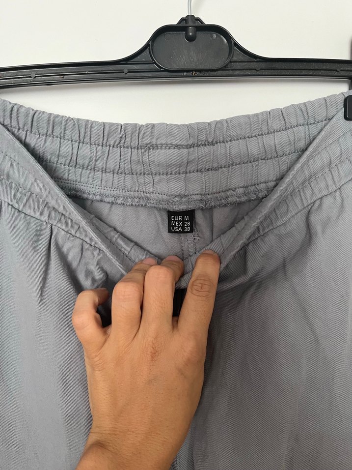 Gri Kadın Keten Rahat Kesim Pantolon - Görsel 3