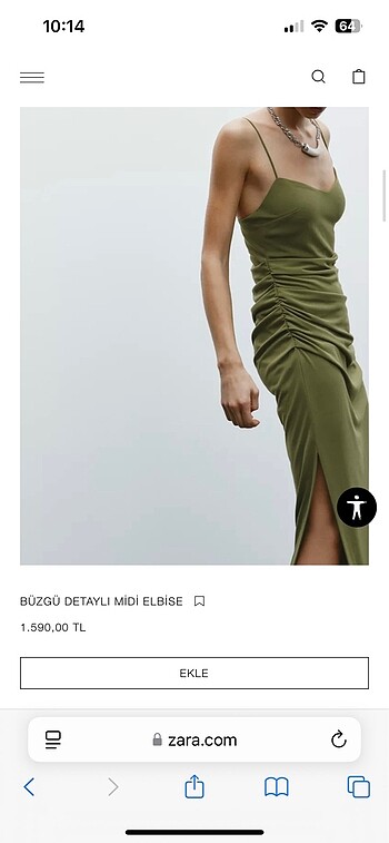 xs Beden Zara yırtmaçlı midi boy elbise