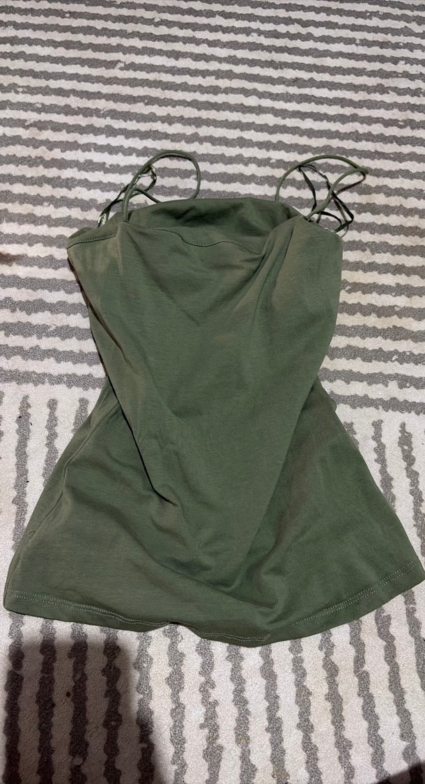 Kadın Haki Straplez İnce Askılı Atlet - Görsel 2