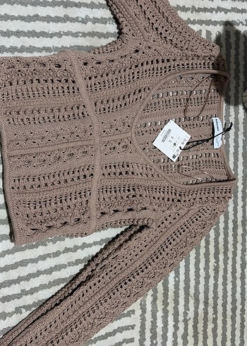 Bej V Yakalı Örgü Kadın Kazak - Görsel 2