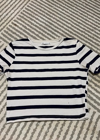 Çizgili Kısa Kollu Tişört - Görsel 2