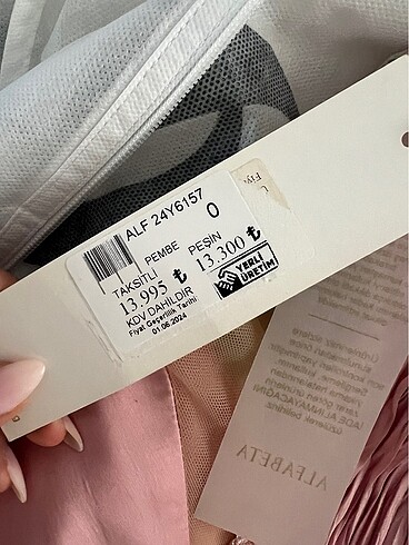 ALFABETA mini taşlı pembe elbise - Görsel 8