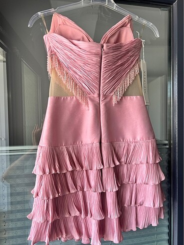 ALFABETA mini taşlı pembe elbise - Görsel 6