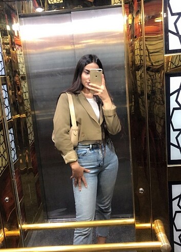m Beden haki Renk Kısa blazer çeket